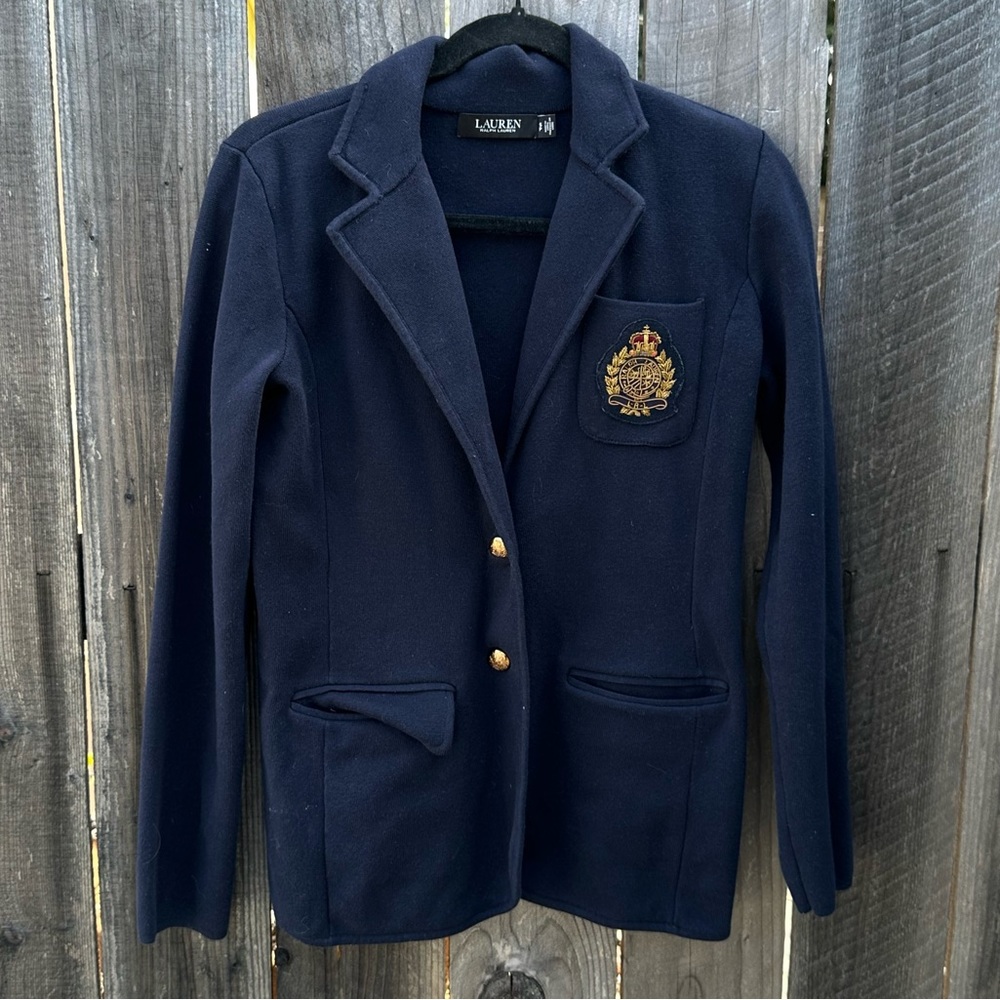Ralph Lauren Two-Button Emblem Patch Blazer